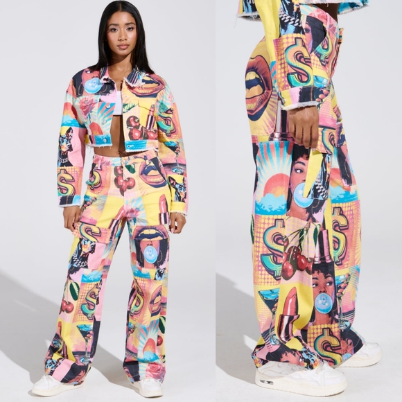 AKIRA Denim - AKIRA Electric Printed Denim Cargo Pants